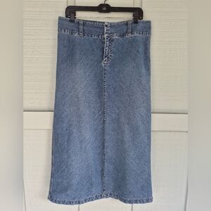 Vtg Old Navy Classic Denim Blue Jean Slim Pencil Skirt Size 10 Back Pleat Midi